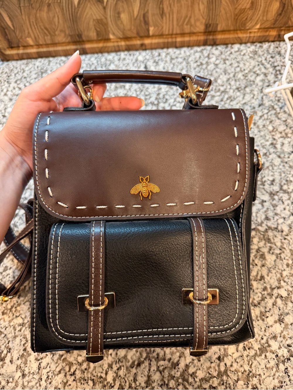Two-Tone Brown & Black Women’s Top-Handle Satchel